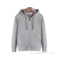 Hoodie de zíper liso por atacado zíper unissex zip up capuz